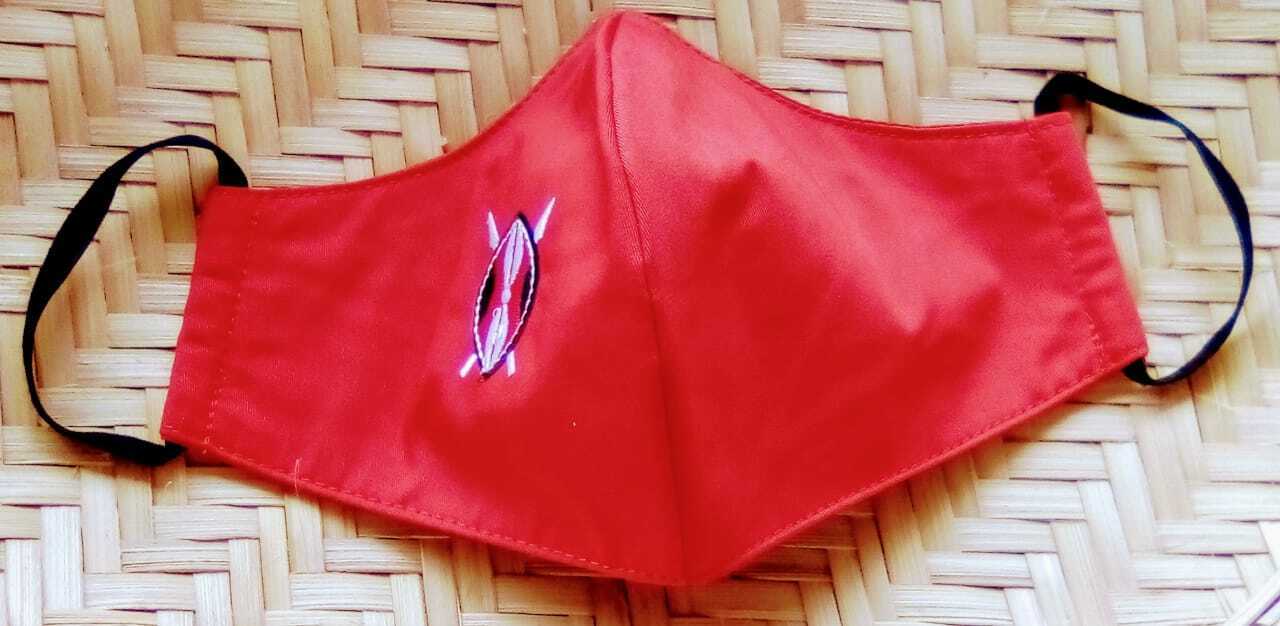 Face Mask Adult Unisex Washable Cotton Cloth Twill Red M/L Made in Kenya Shield