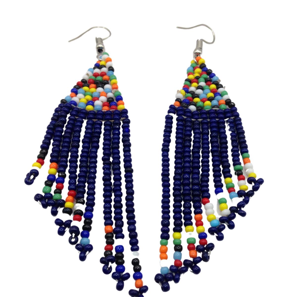 African Kenyan Hand-Crafted Ethnic Jewelry Colorful Masai Glass Beaded Earrings