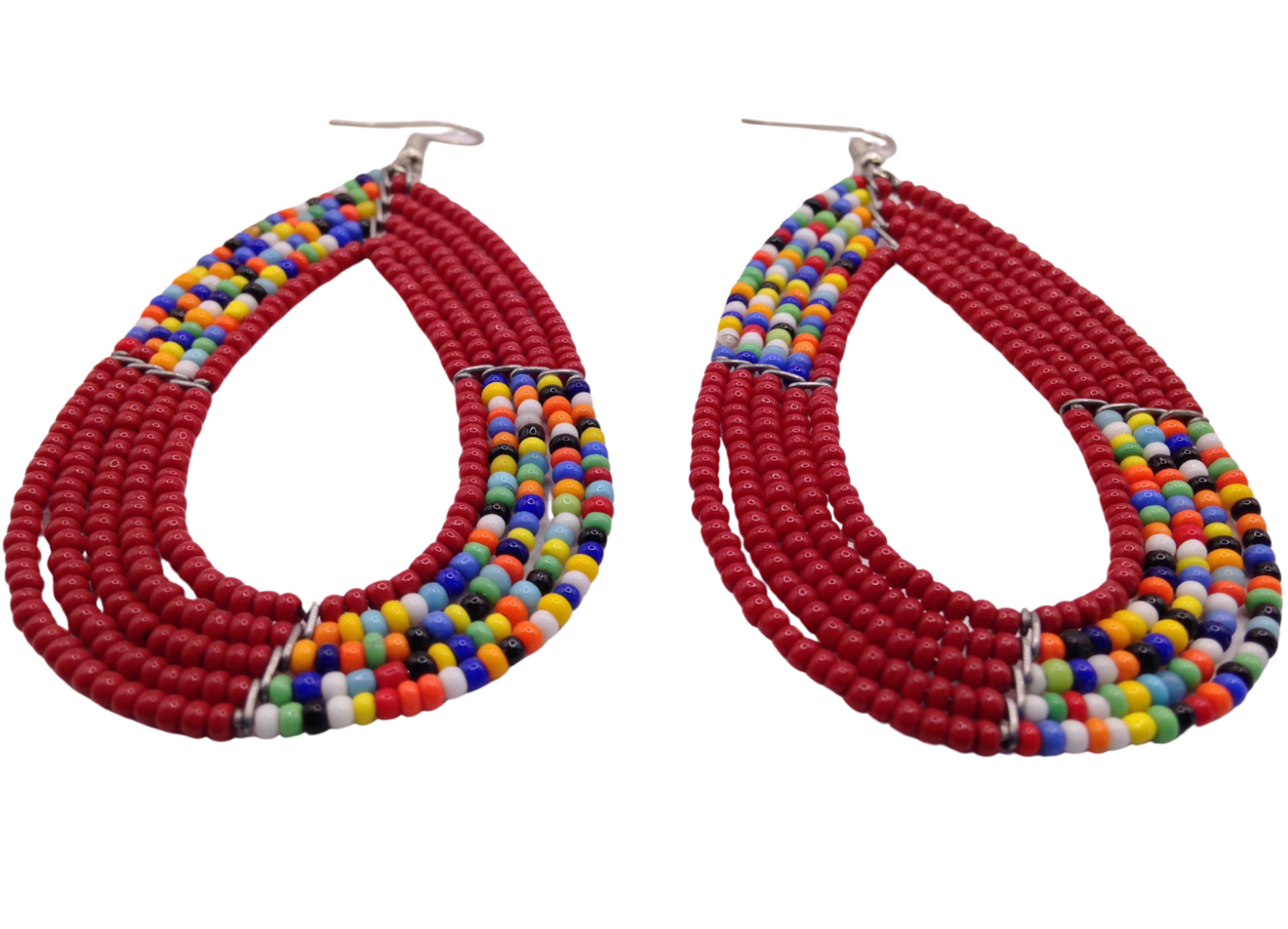 African Kenyan Hand-Crafted Ethnic Jewelry Colorful Masai Glass Beaded Earrings