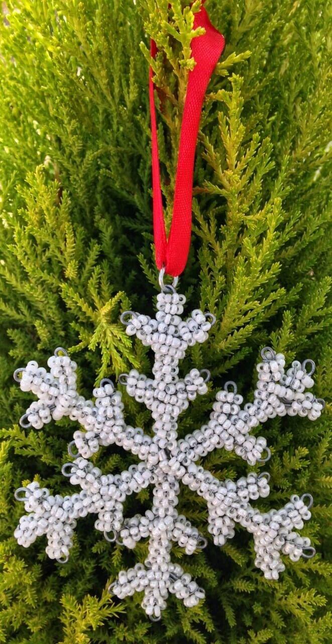 Christmas Ornaments Tree Hanging Decorations Snowflake Pendant-Iron Glass Beads