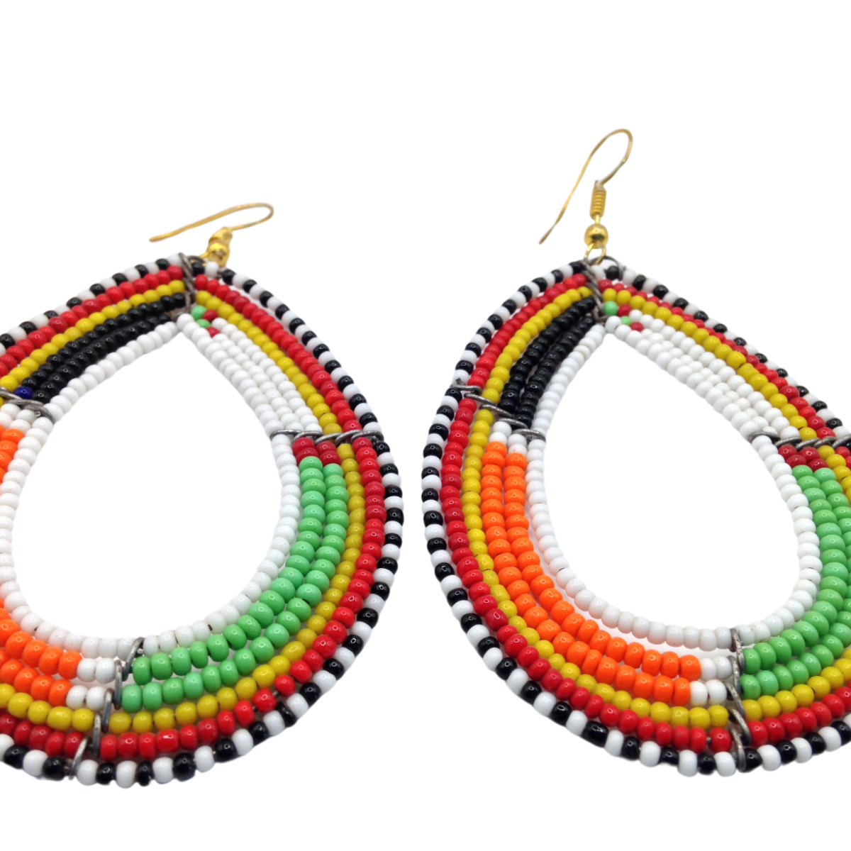 African Kenyan Hand-Crafted Ethnic Jewelry Colorful Masai Glass Beaded Earrings