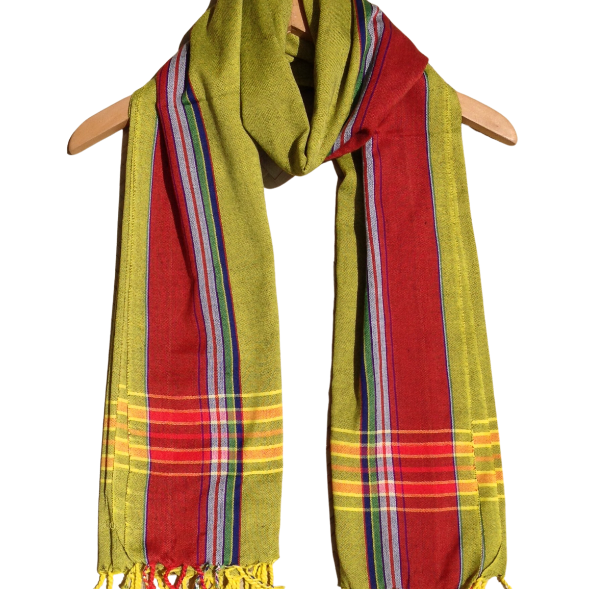 Kikoi Vibrant Gift 100% Cotton Ethnic Yellow Tassels Scarf Beach Wrap Kenya Made