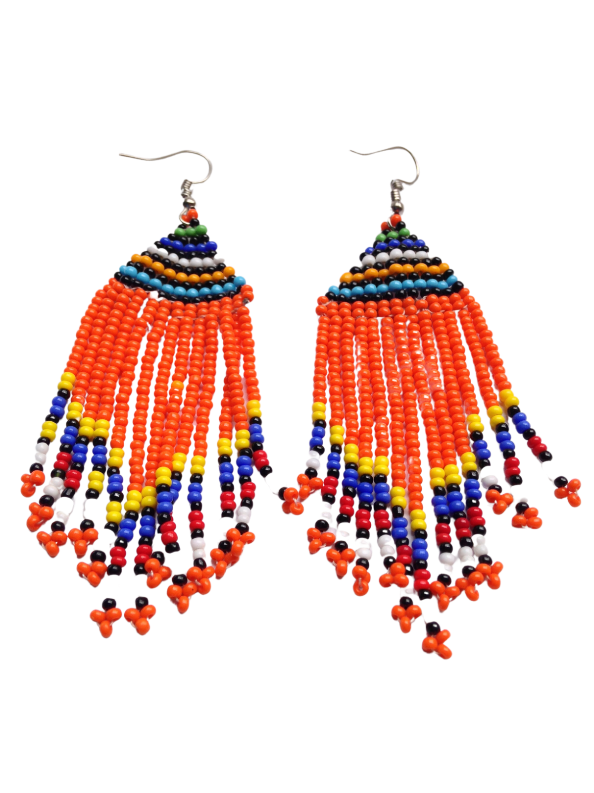 Set of 11 Earrings African Hand-Crafted Ethnic Jewelry Masai Glass Beads Orange