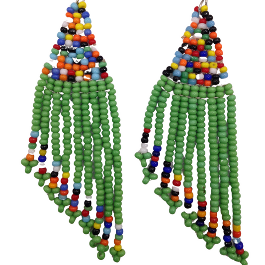 African Kenyan Hand-Crafted Ethnic Jewelry Colorful Masai Glass Beaded Earrings