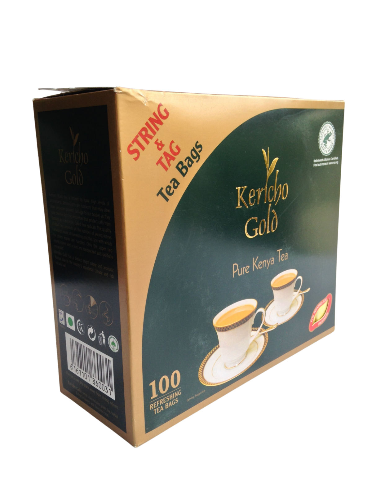 Kericho Gold Premium Black Pure Kenya Tea Bags 100 Pieces String & Tag Fairtrade