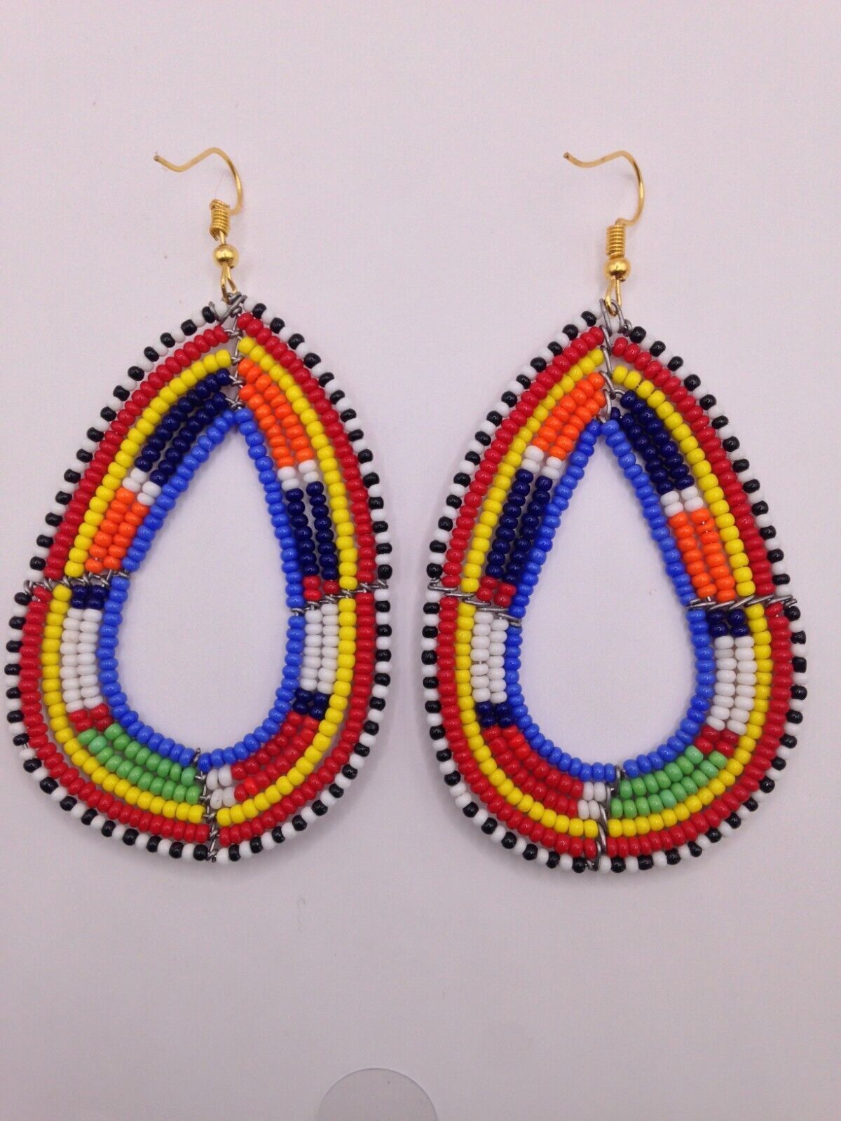 African Kenyan Hand-Crafted Ethnic Jewelry Colorful Masai Glass Beaded Earrings