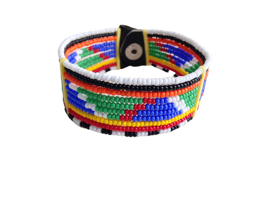 Wrist Band Bracelet Masai Beads Colorful African Unisex One Size Made in Kenya