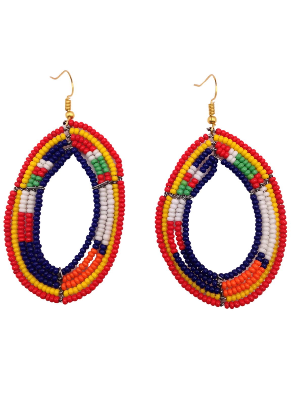 African Kenyan Hand-Crafted Ethnic Jewelry Colorful Masai Glass Beaded Earrings