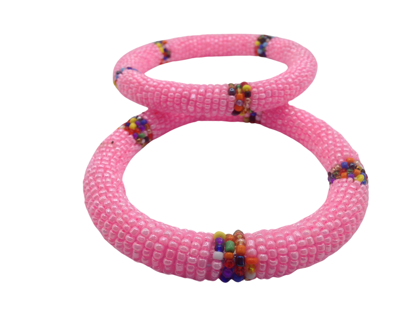 Wrist Band Bracelet Masai Beads  African Unisex One size Made in Kenya Pink