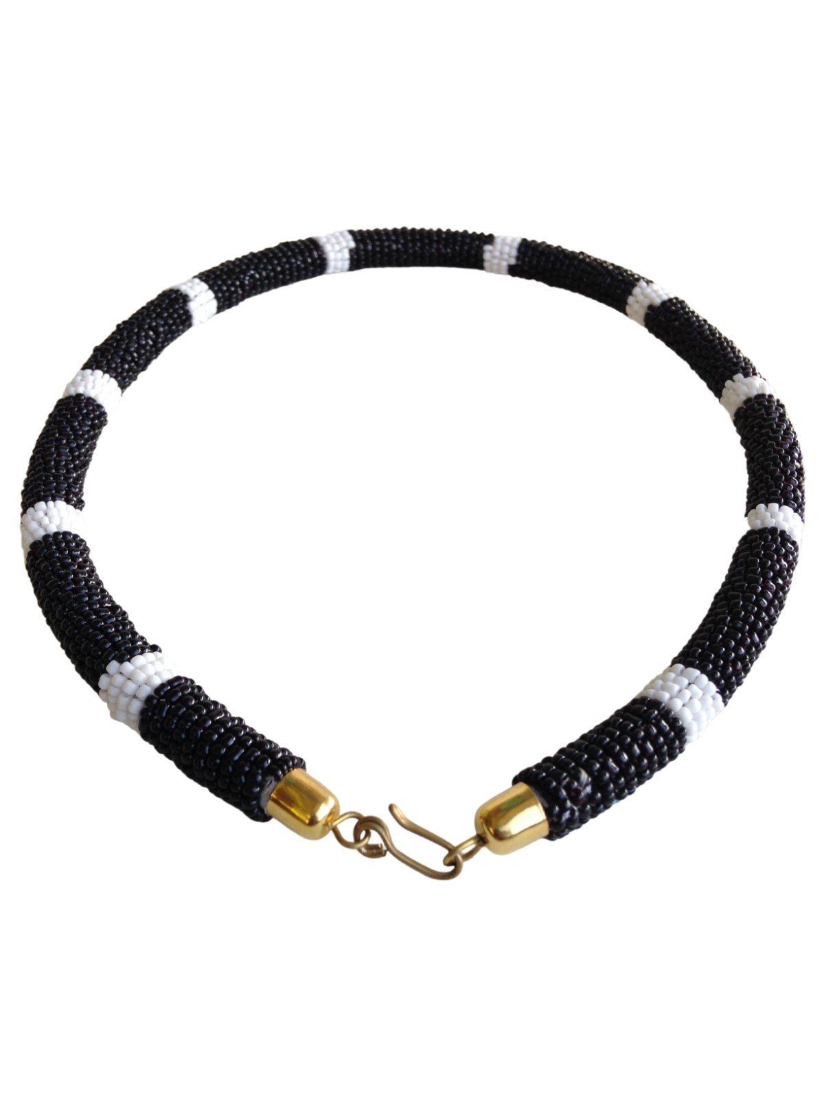 Set of Bracelet Choker Hand-Crafted Ethnic African Masai Jewelry Black/ White