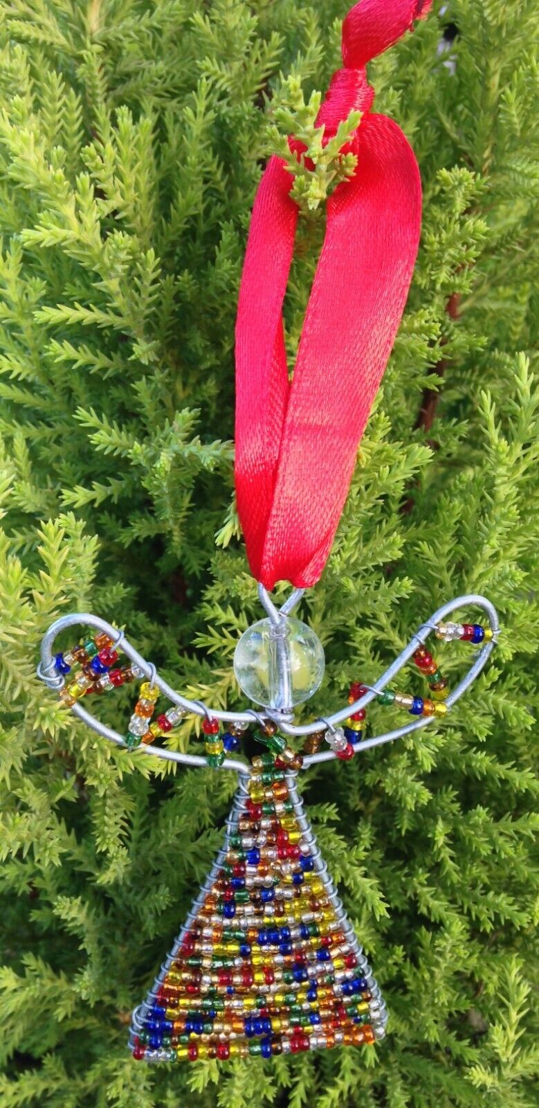 Christmas Ornaments Tree Hanging Decorations Angel Pendant-Iron Glass Beads