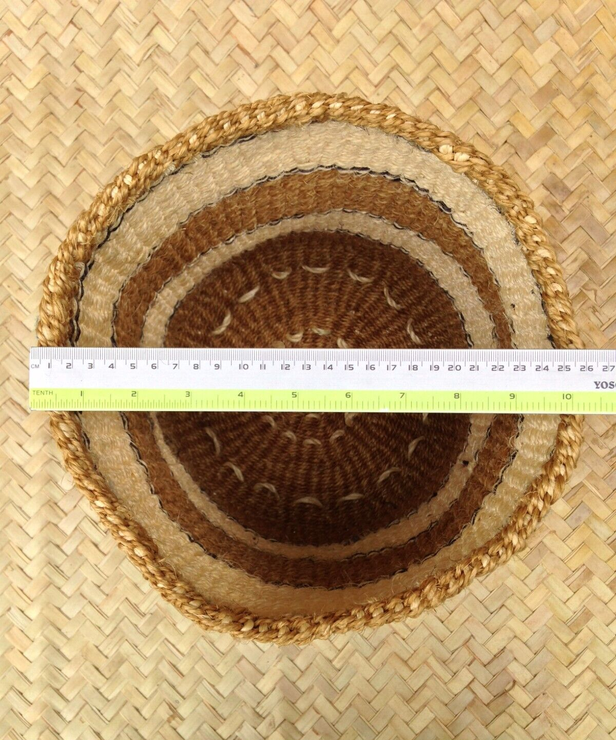 African Kiondo Basket Woven Sisal Storage Planter Kenyan Made 10.5 in/27cm Beige