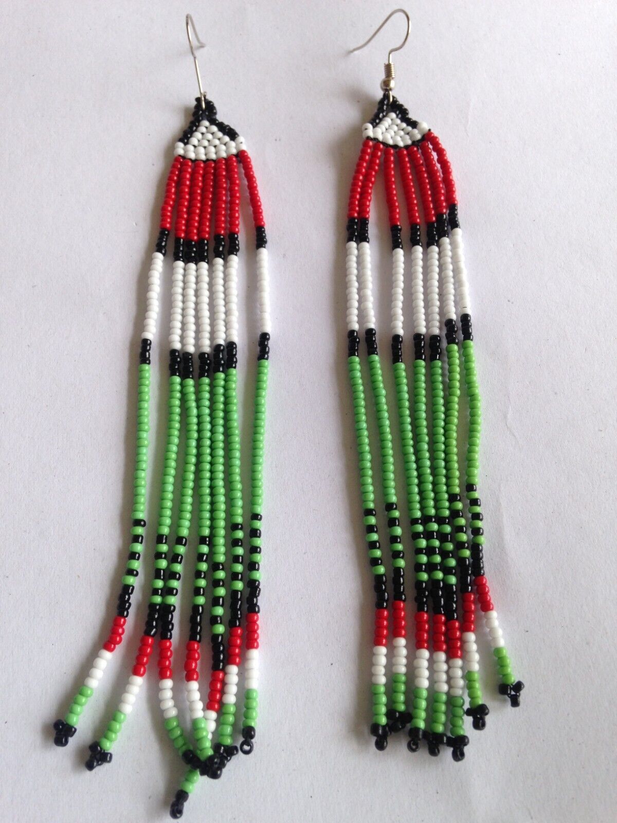 Set of 8 Earrings African Hand-Crafted Ethnic Jewelry Masai Glass Beaded  Red