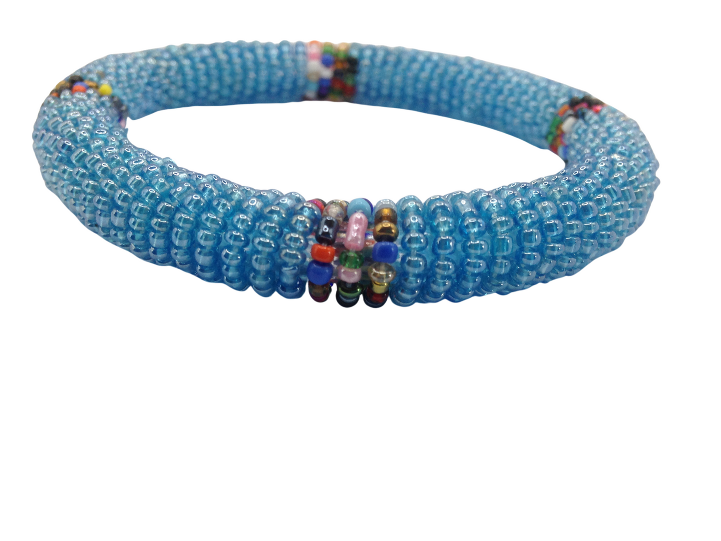 Wrist Band Bracelet Masai Beads African Unisex One size Made in Kenya  Sky Blue