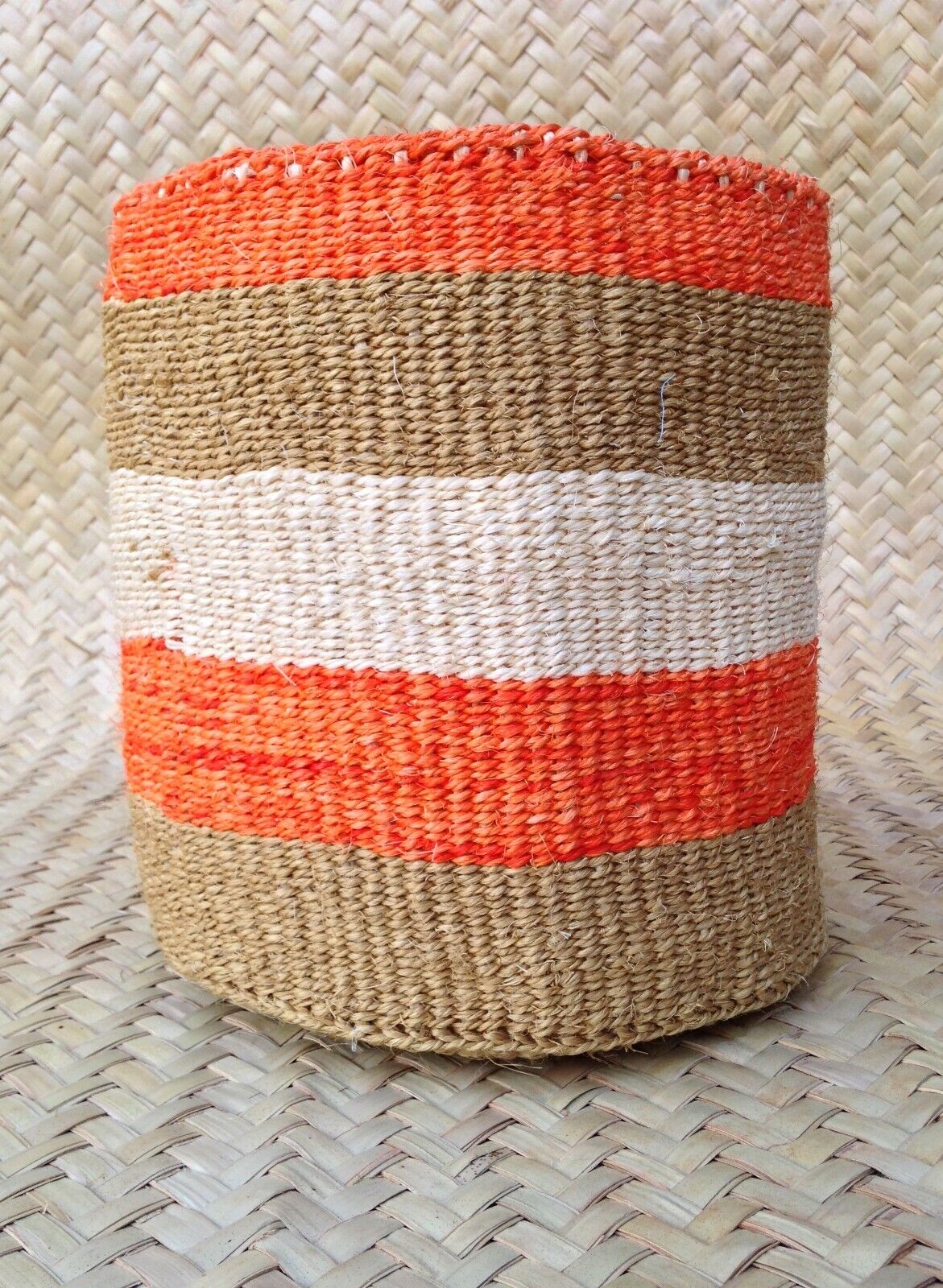 African Kiondo Basket Woven Sisal Storage Planter Kenyan Made Size 10.5 in/ 27cm