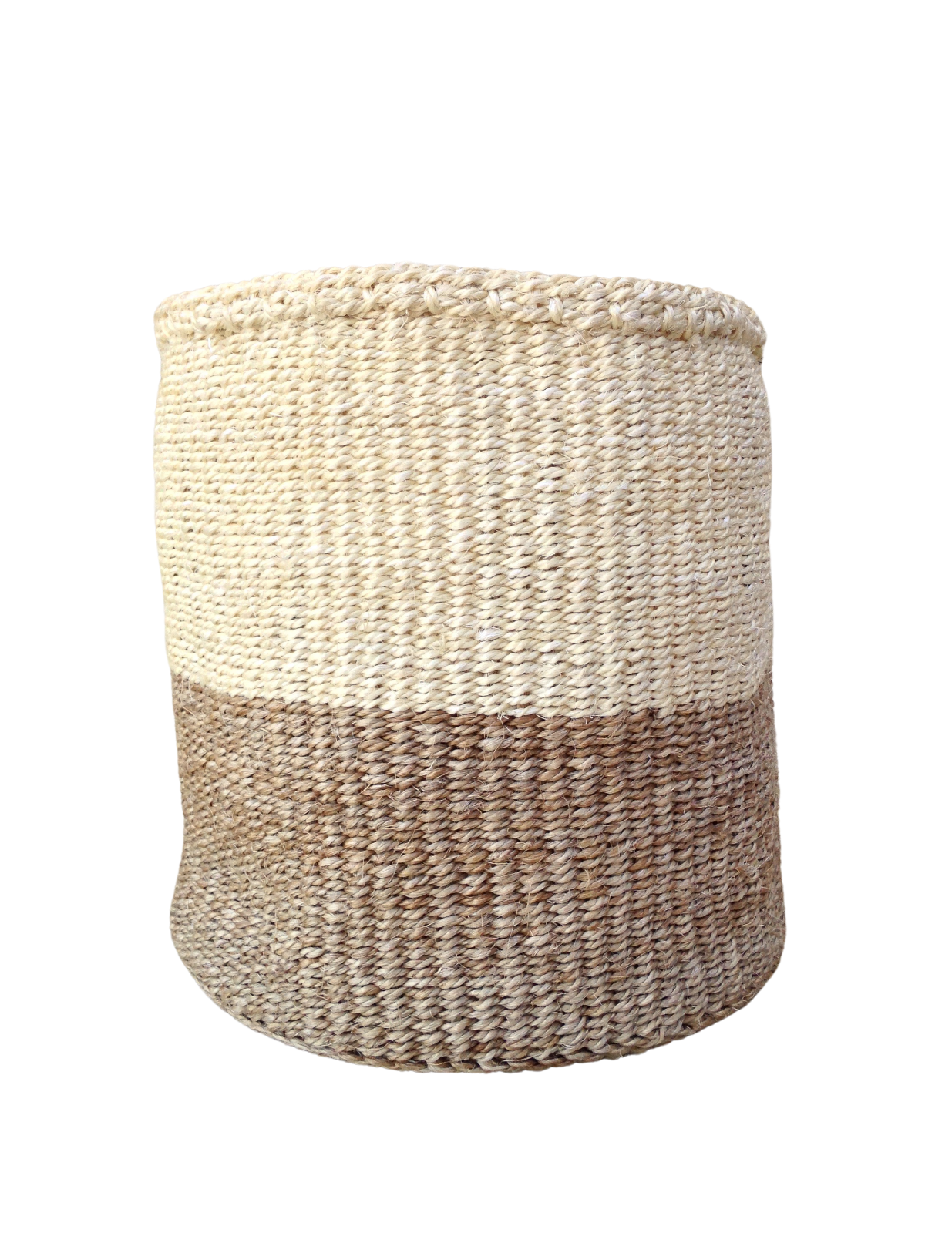 African Kiondo Basket Woven Sisal Storage Planter Kenyan Made 10.5 in/27cm Beige