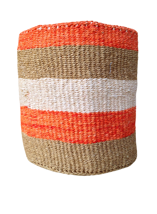 African Kiondo Basket Woven Sisal Storage Planter Kenyan Made Size 10.5 in/ 27cm