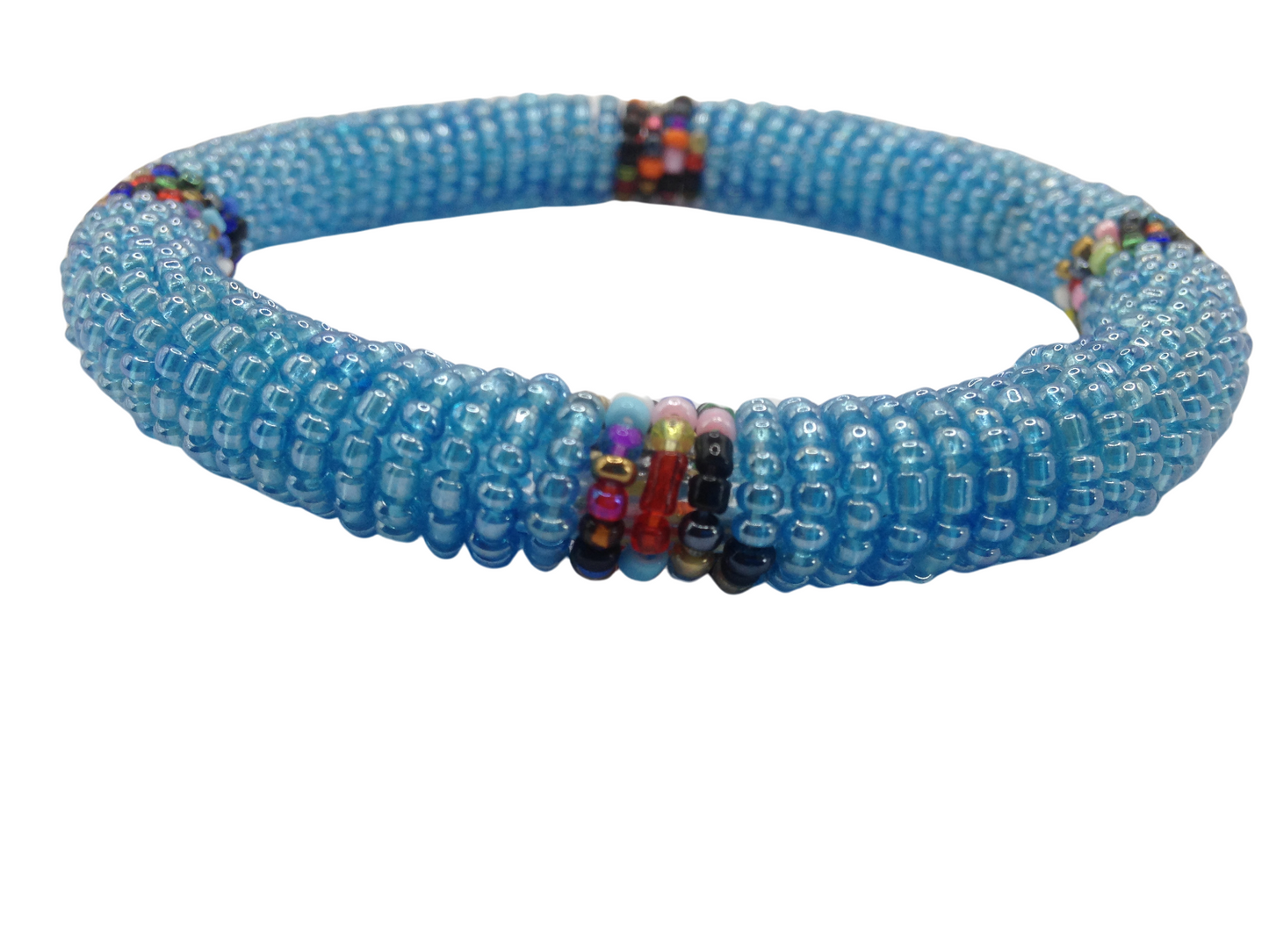 Wrist Band Bracelet Masai Beads African Unisex One size Made in Kenya  Sky Blue