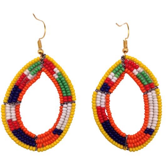 African Kenyan Hand-Crafted Ethnic Jewelry Colorful Masai Glass Beaded Earrings