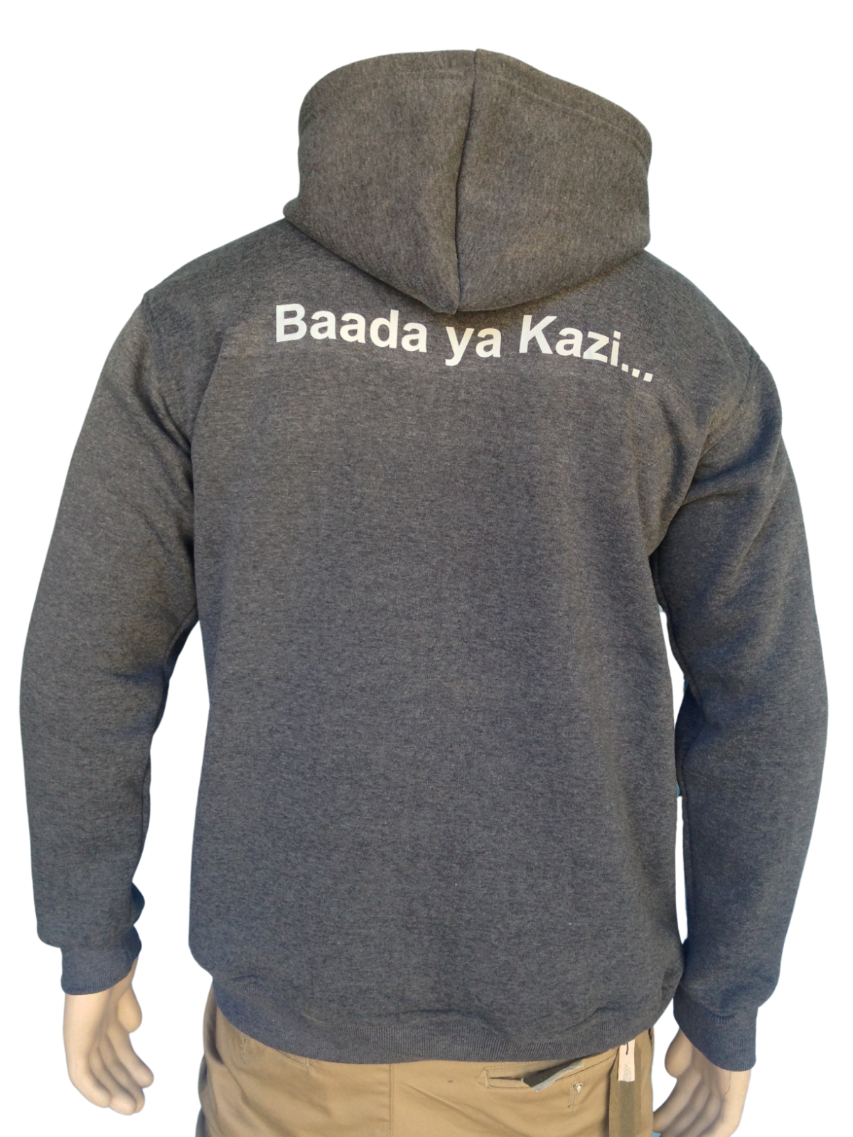 Hoodie Sweatshirt Fleece Tusker Beer Print Pocket Warm Made in Kenya Gray