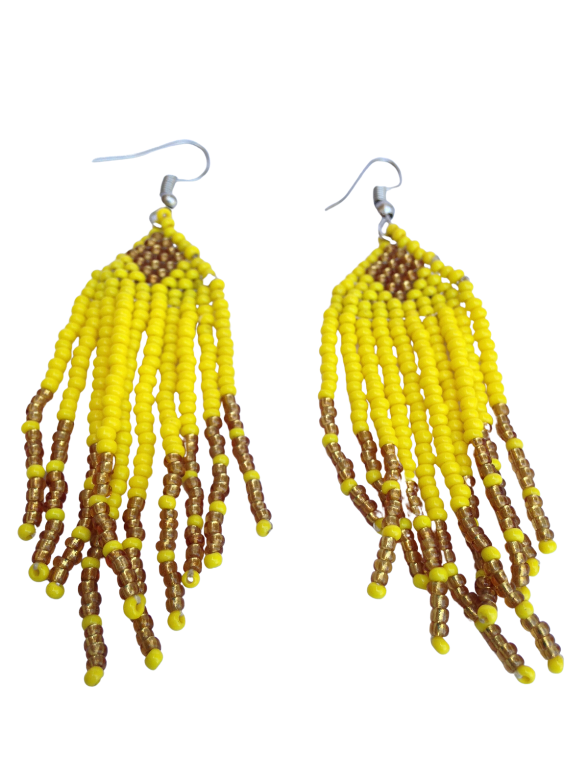 Set of 6 Earrings African Hand-Crafted Ethnic Jewelry Masai Glass Beads Yellow