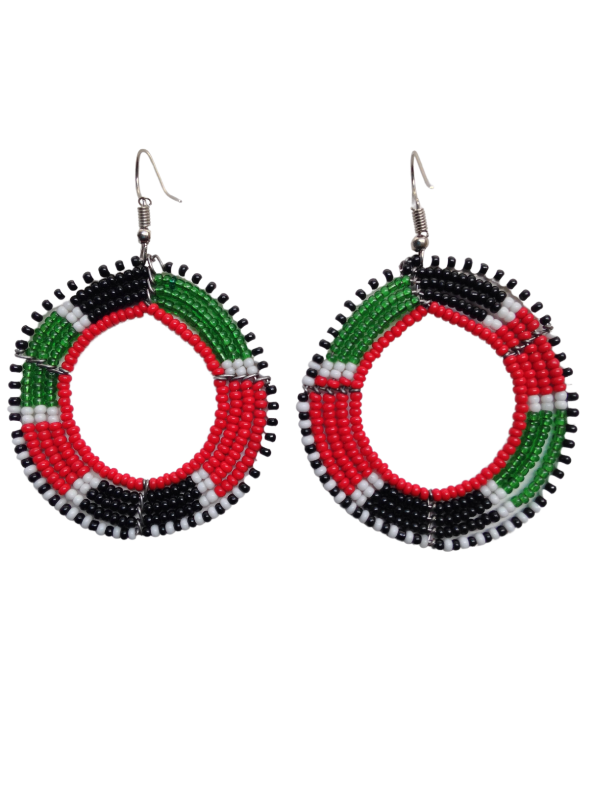 Set of 6 Earrings African Hand-Crafted Ethnic Jewelry Masai Beads Kenya Flag