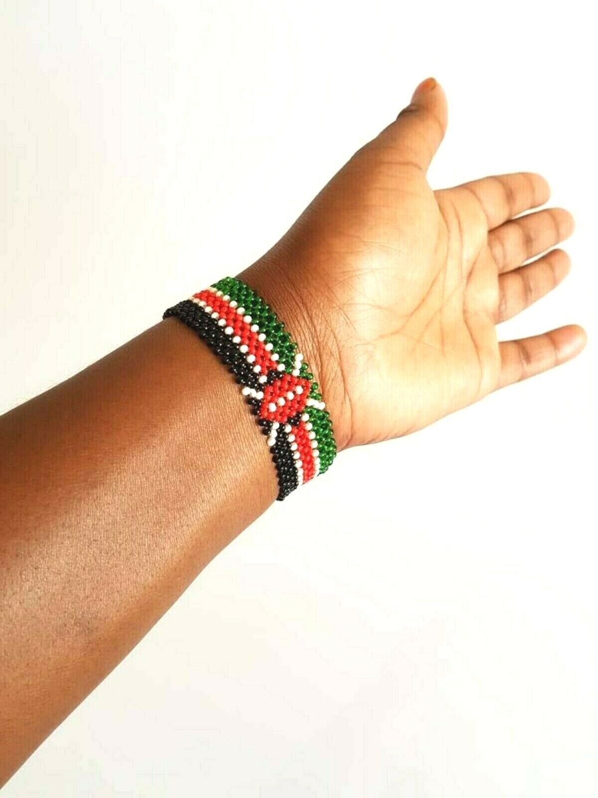 Wrist Band Bracelet Maasai Beaded Kenyan Flag African