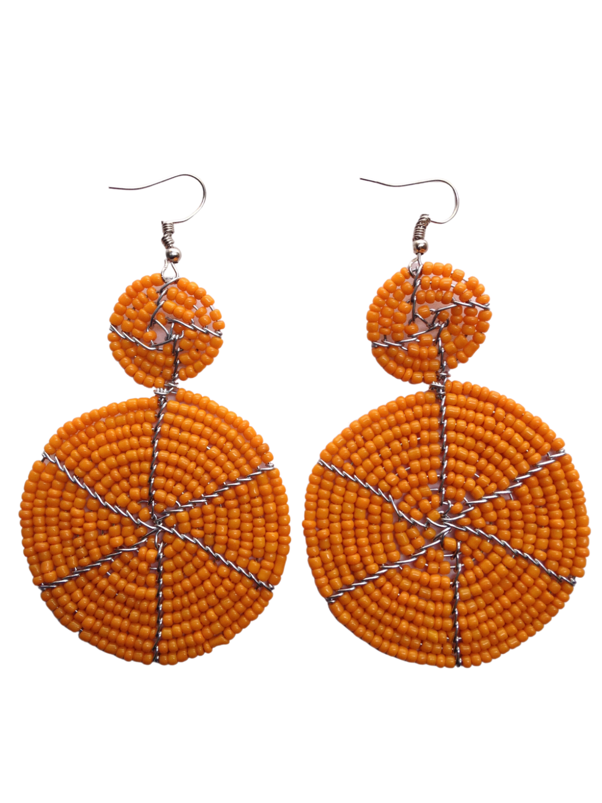 Set of 11 Earrings African Hand-Crafted Ethnic Jewelry Masai Glass Beads Orange