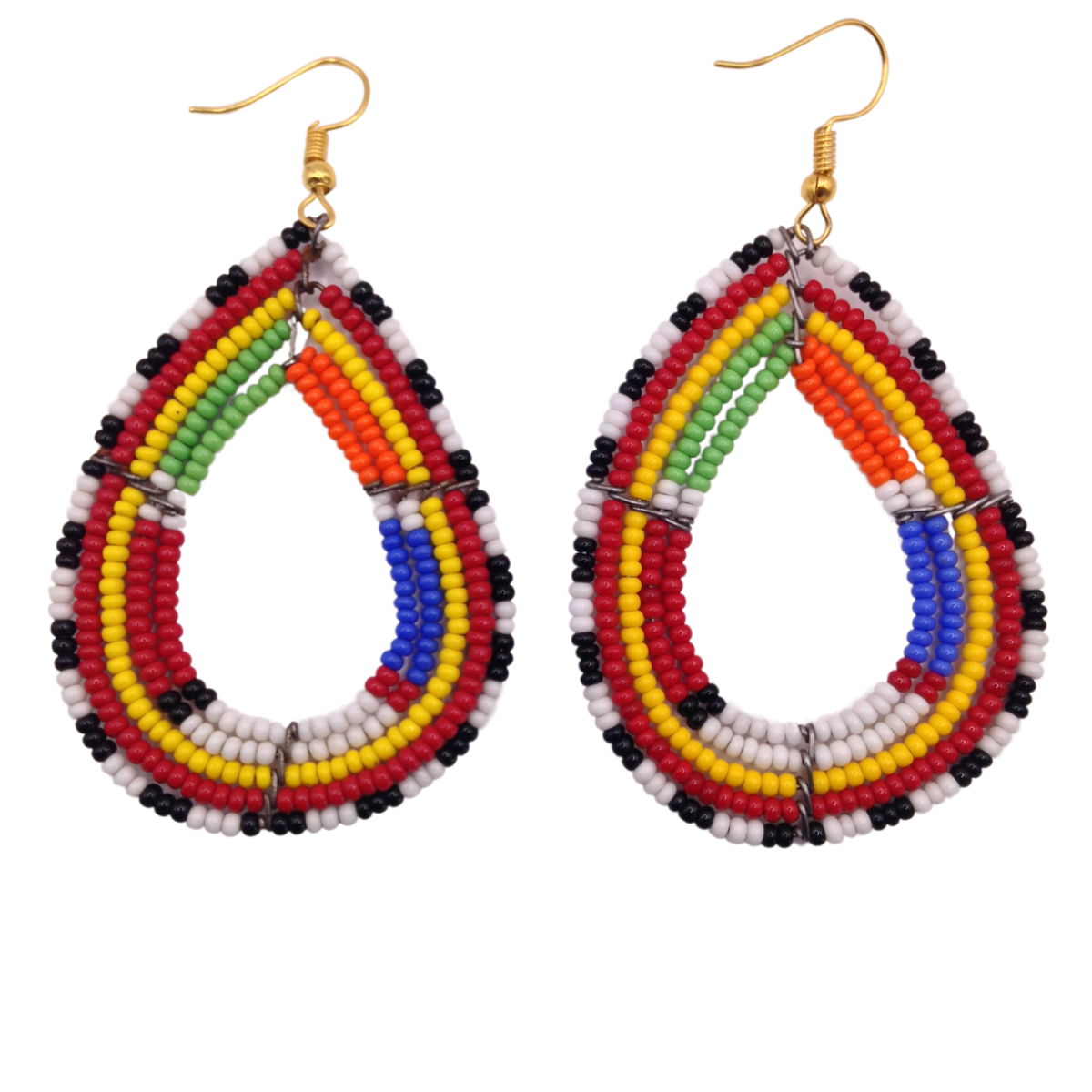 African Kenyan Hand-Crafted Ethnic Jewelry Colorful Masai Glass Beaded Earrings