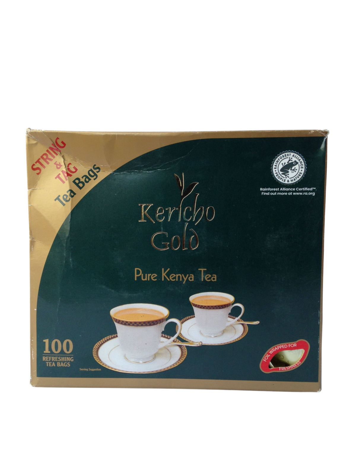 Kericho Gold Premium Black Pure Kenya Tea Bags 100 Pieces String & Tag Fairtrade