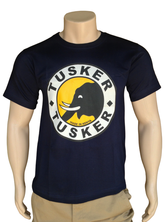 Cotton T-shirt Tusker Beer Print Comfortable Round Neck Black Unisex Kenyan Made