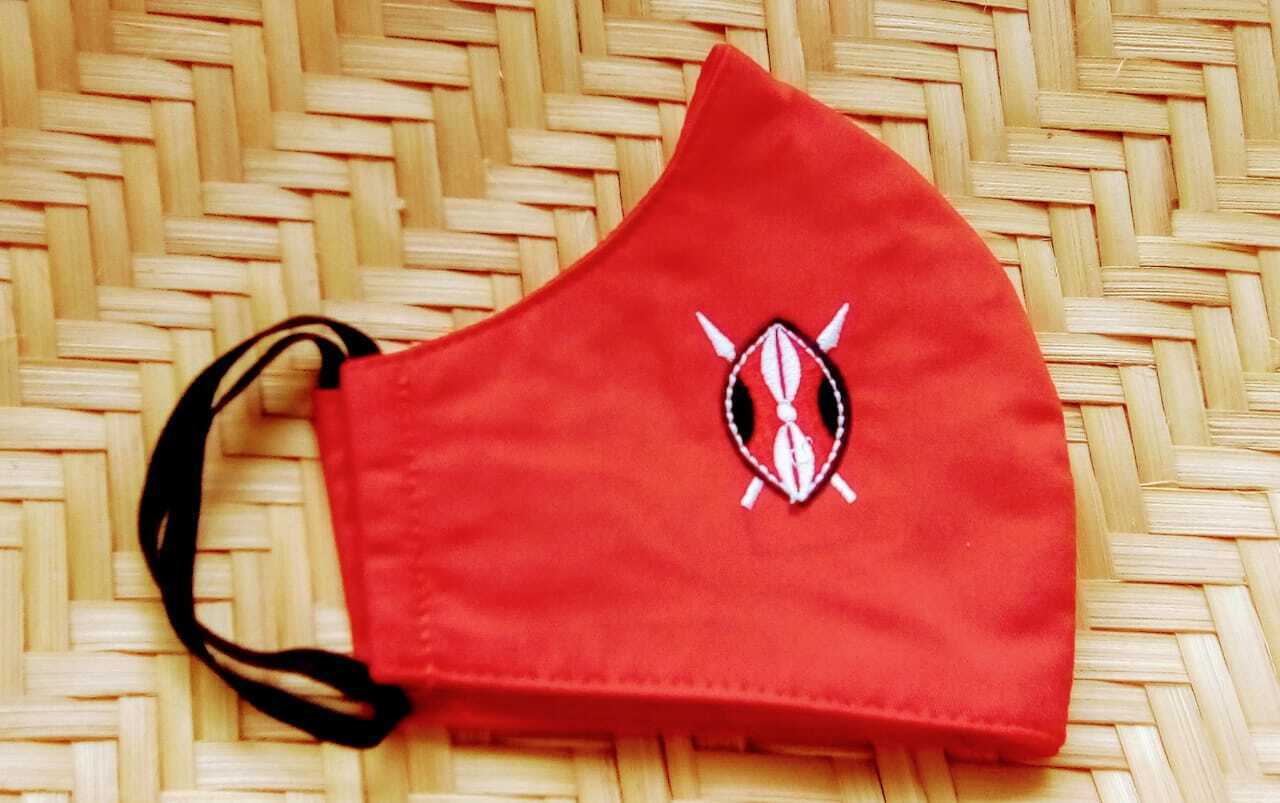 Face Mask Adult Unisex Washable Cotton Cloth Twill Red M/L Made in Kenya Shield