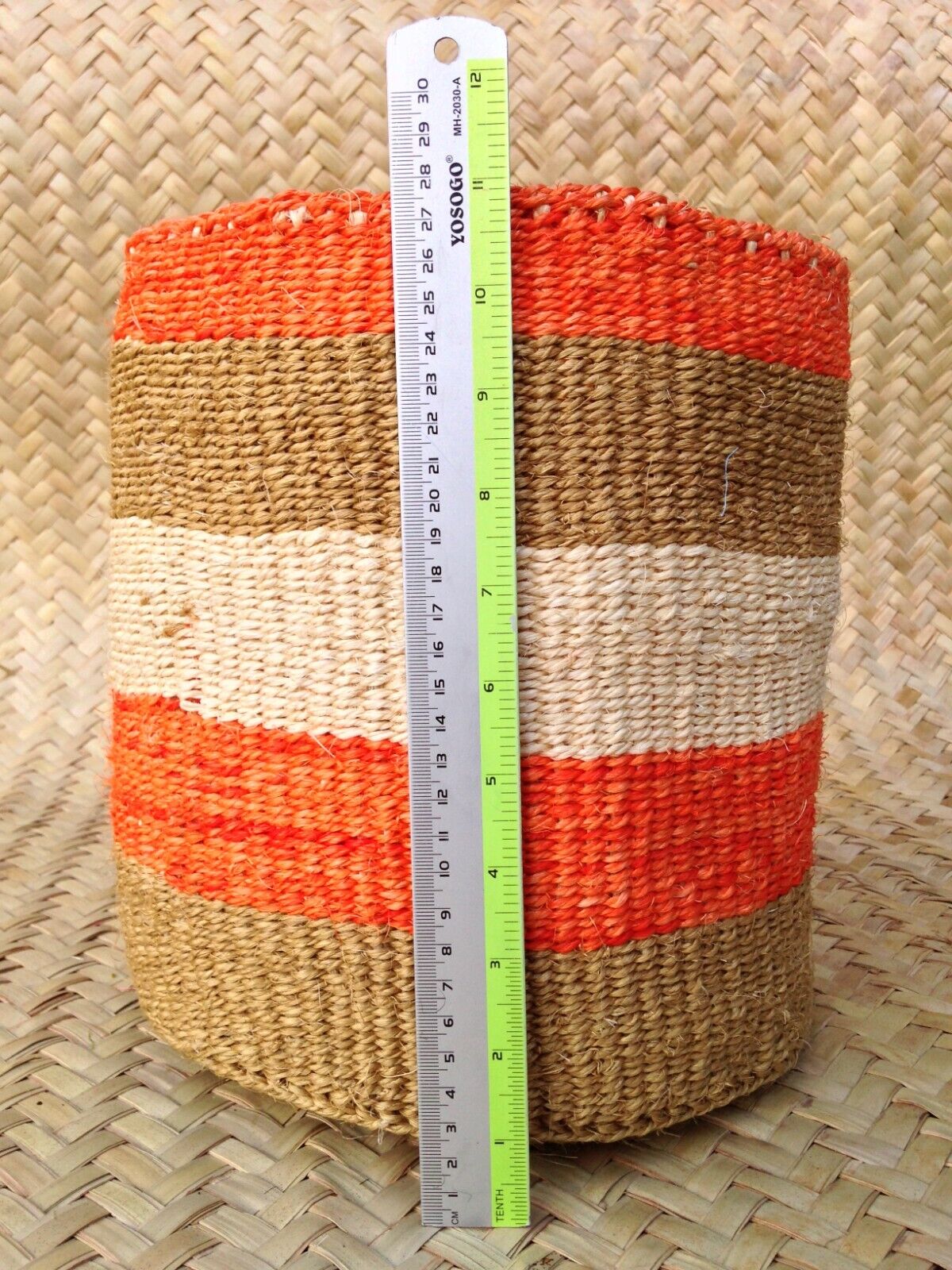 African Kiondo Basket Woven Sisal Storage Planter Kenyan Made Size 10.5 in/ 27cm