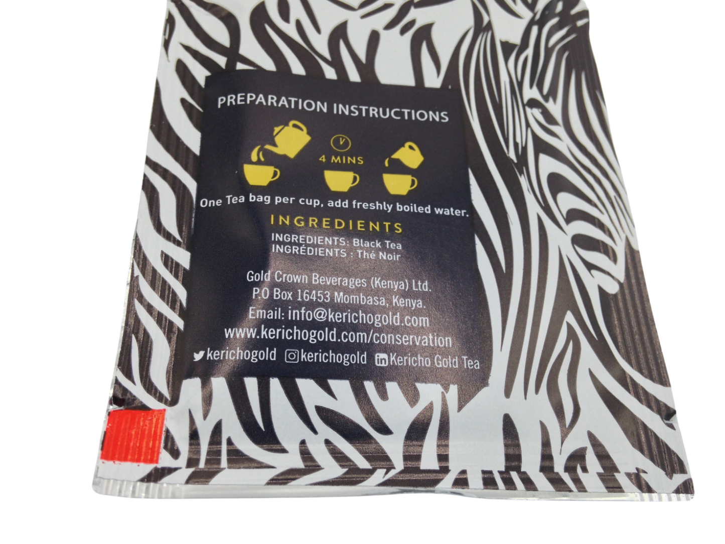 Kericho Gold Premium Black Pure Kenya Tea Bags 20 Pieces Enveloped Fairtrade