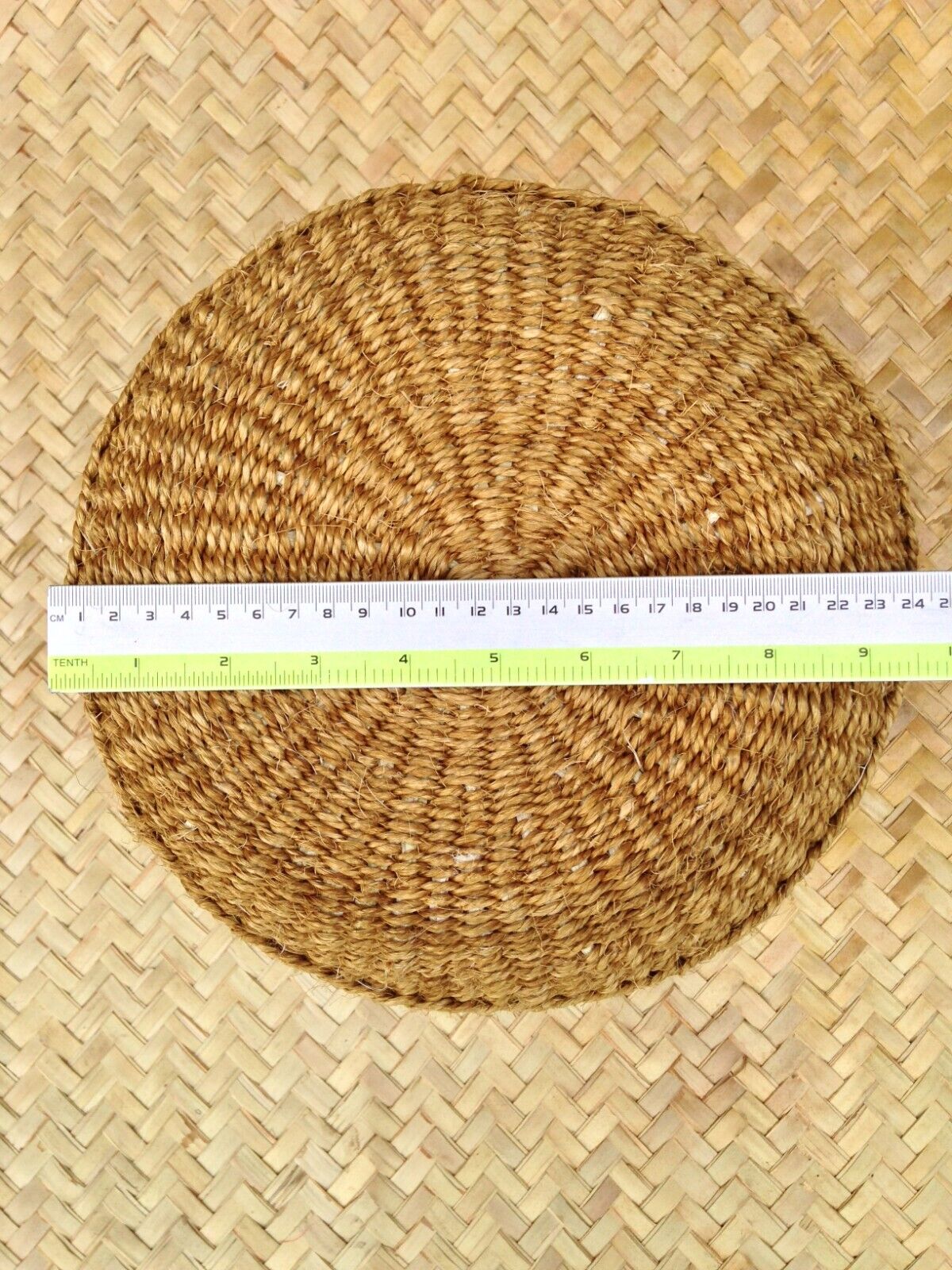 African Kiondo Basket Woven Sisal Storage Planter Kenyan Made 10.5 in/27cm Beige