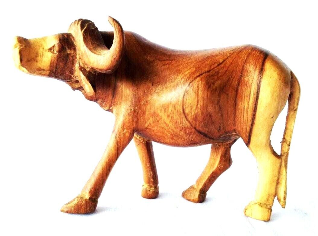 Wooden Hand Carved Buffalo Home Decor Beautiful Sculpture Unique Made In Kenya