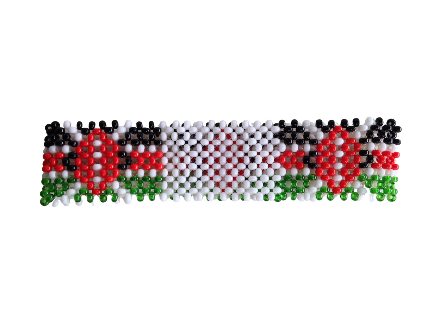 Wrist Band Bracelet Maasai Beaded Kenyan Flag African White