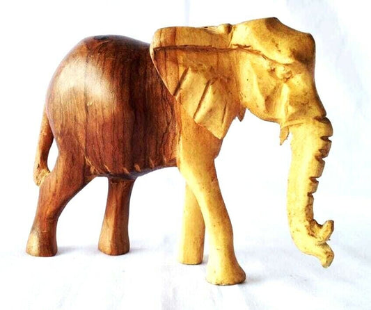 Wooden Hand Carved Elephant Home Decor Beautiful Sculpture Unique Made In Kenya