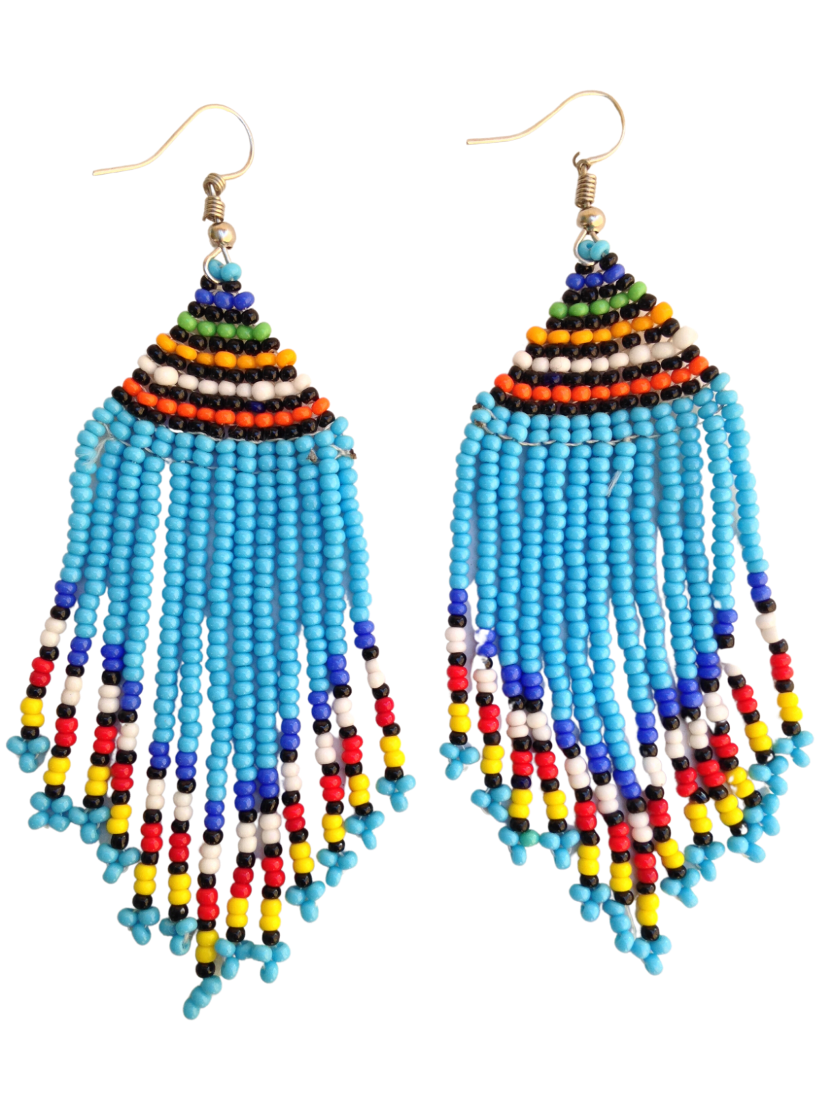 Set of 7 Earrings African Hand-Crafted Ethnic Jewelry Masai Glass Beaded Blue