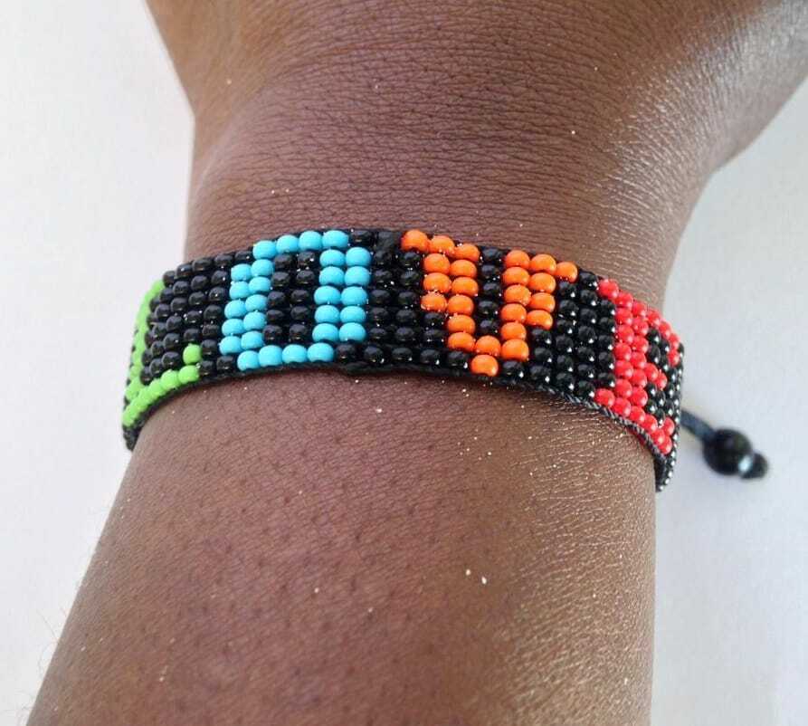 Wrist Band Bracelet Masai Beads Colorful African Unisex Adjustable Made in Kenya