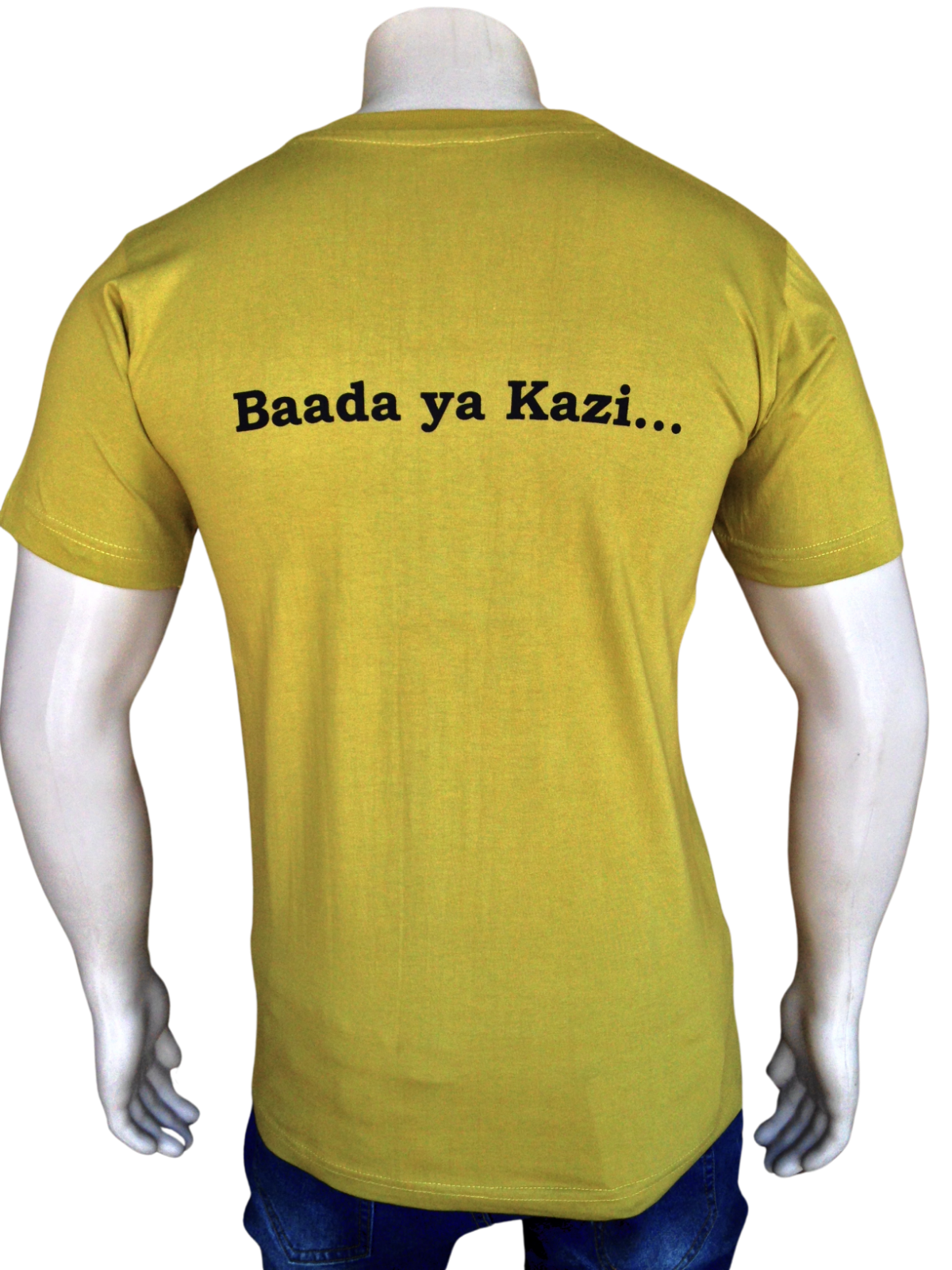 Cotton T-shirt Tusker Beer Print Comfortable Round Neck Mustard Unisex Kenya