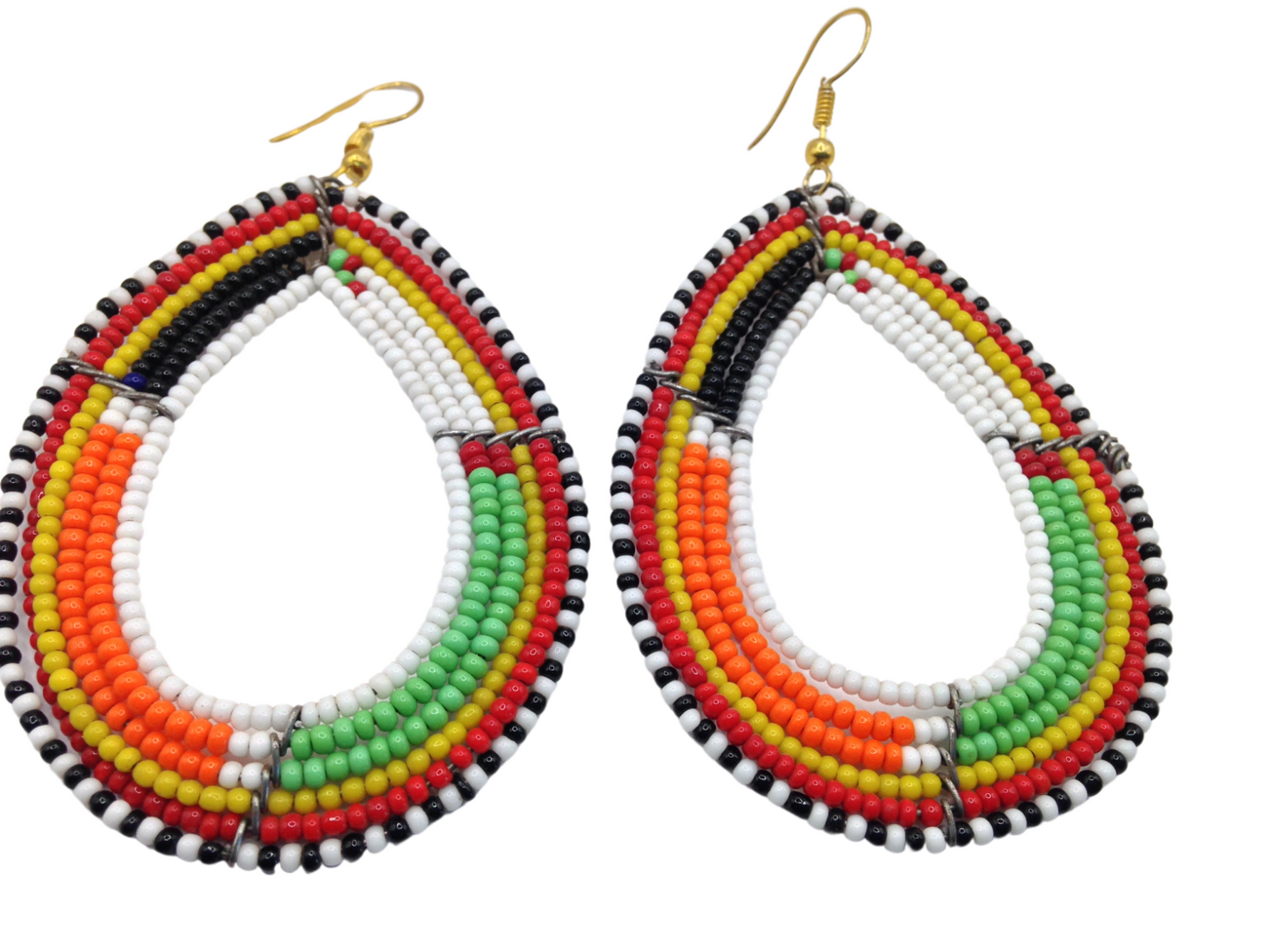 African Kenyan Hand-Crafted Ethnic Jewelry Colorful Masai Glass Beaded Earrings