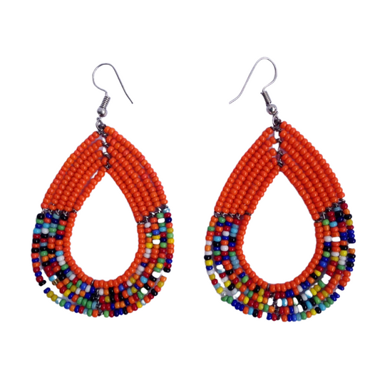 African Kenyan Hand-Crafted Ethnic Jewelry Colorful Masai Glass Beaded Earrings