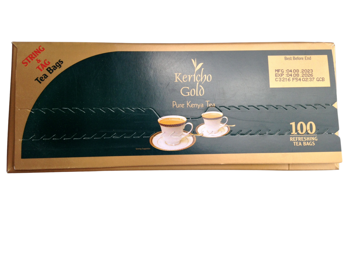 Kericho Gold Premium Black Pure Kenya Tea Bags 100 Pieces String & Tag Fairtrade