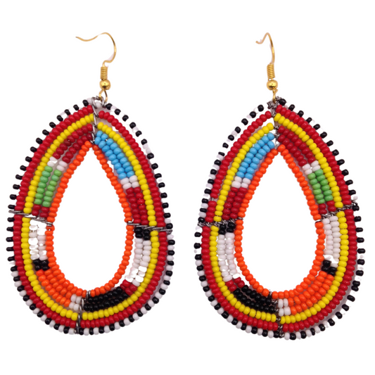 African Kenyan Hand-Crafted Ethnic Jewelry Colorful Masai Glass Beaded Earrings