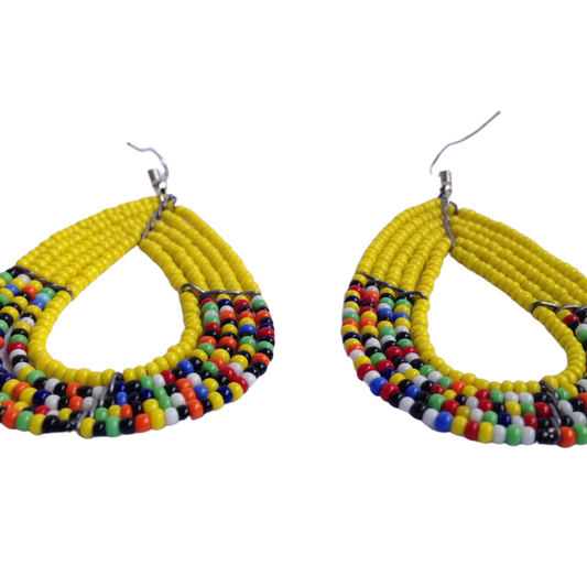 African Kenyan Hand-Crafted Ethnic Jewelry Colorful Masai Glass Beaded Earrings