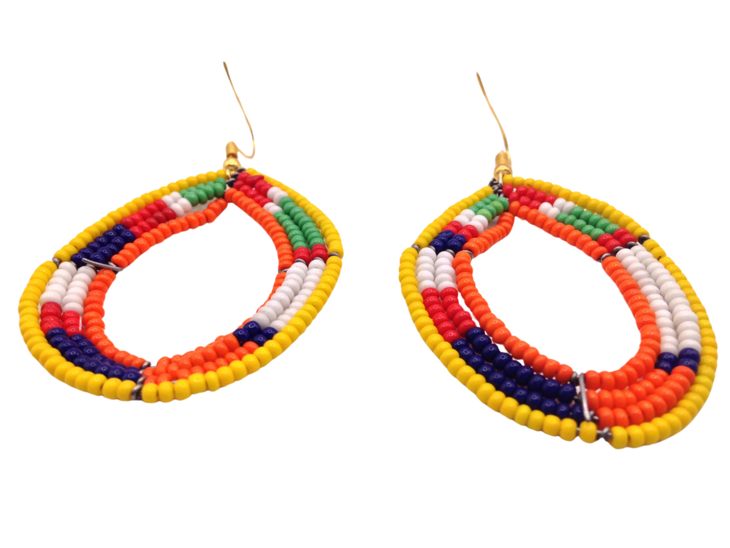 African Kenyan Hand-Crafted Ethnic Jewelry Colorful Masai Glass Beaded Earrings