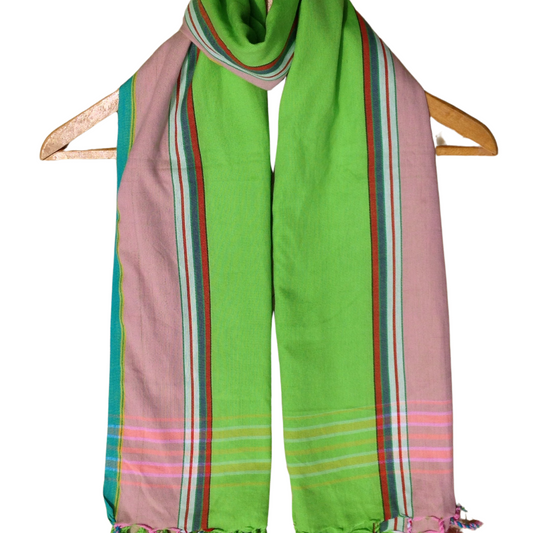 Kikoi Vibrant Gift 100% Cotton Ethnic Green Tassels Scarf Beach Wrap Kenyan Made