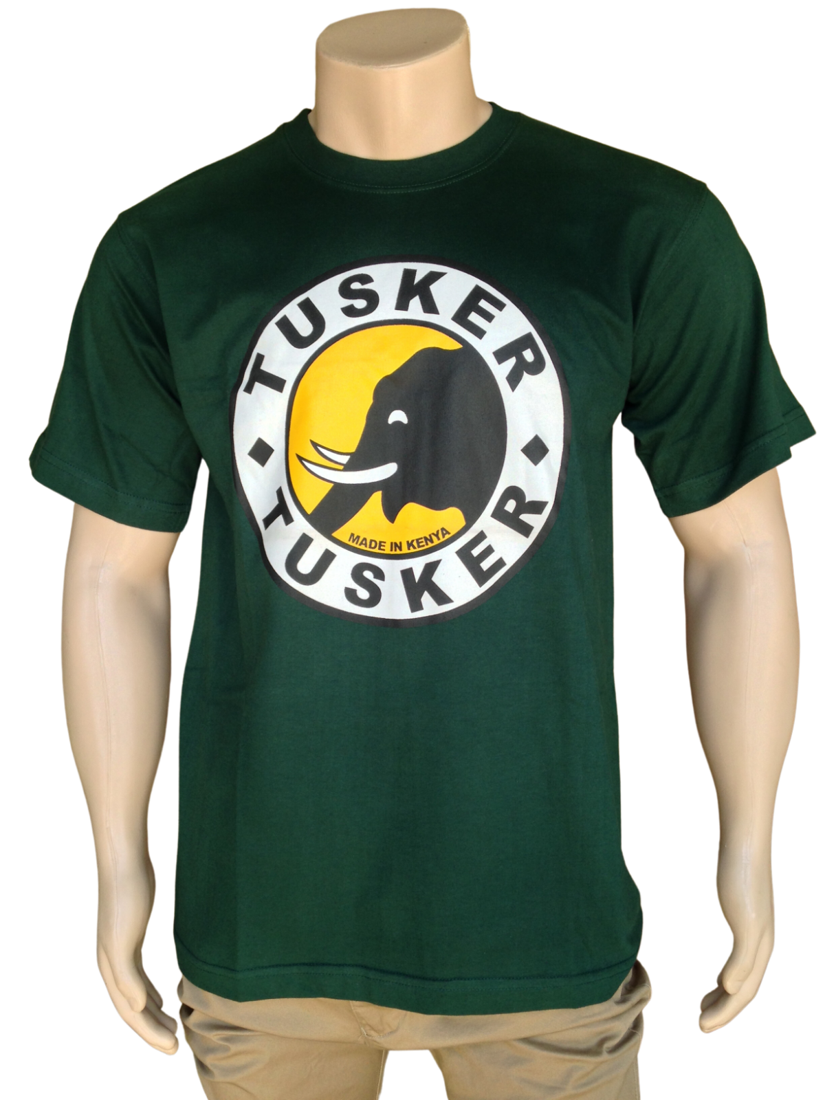 Cotton T-shirt Tusker Beer Print Comfortable Round Neck Green Unisex Kenyan Made