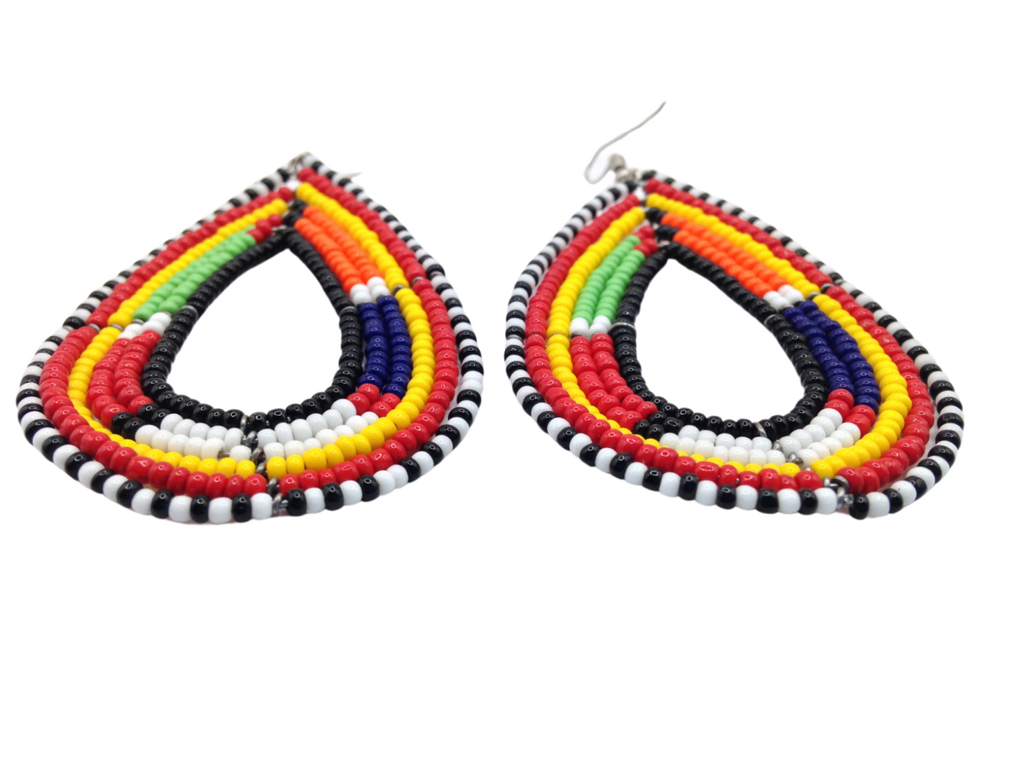 African Kenyan Hand-Crafted Ethnic Jewelry Colorful Masai Glass Beaded Earrings